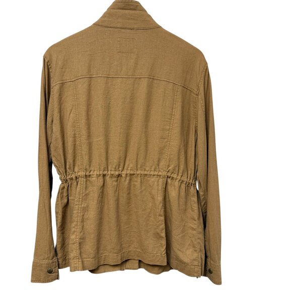 OLD NAVY Womens Utility Jacket Size Medium Brown Linen Blend Casual Zip Front - Picture 4 of 10